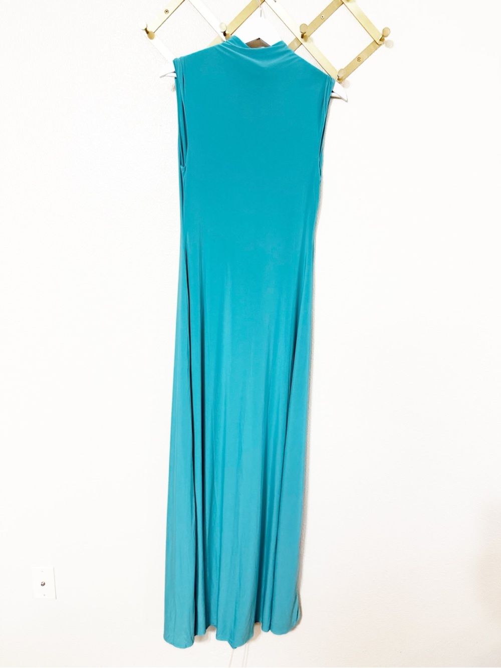 Naked Wardrobe Turquoise Aqua Double Jersey Knit Maxi Dress Mock Neck NEW - Picture 7 of 9